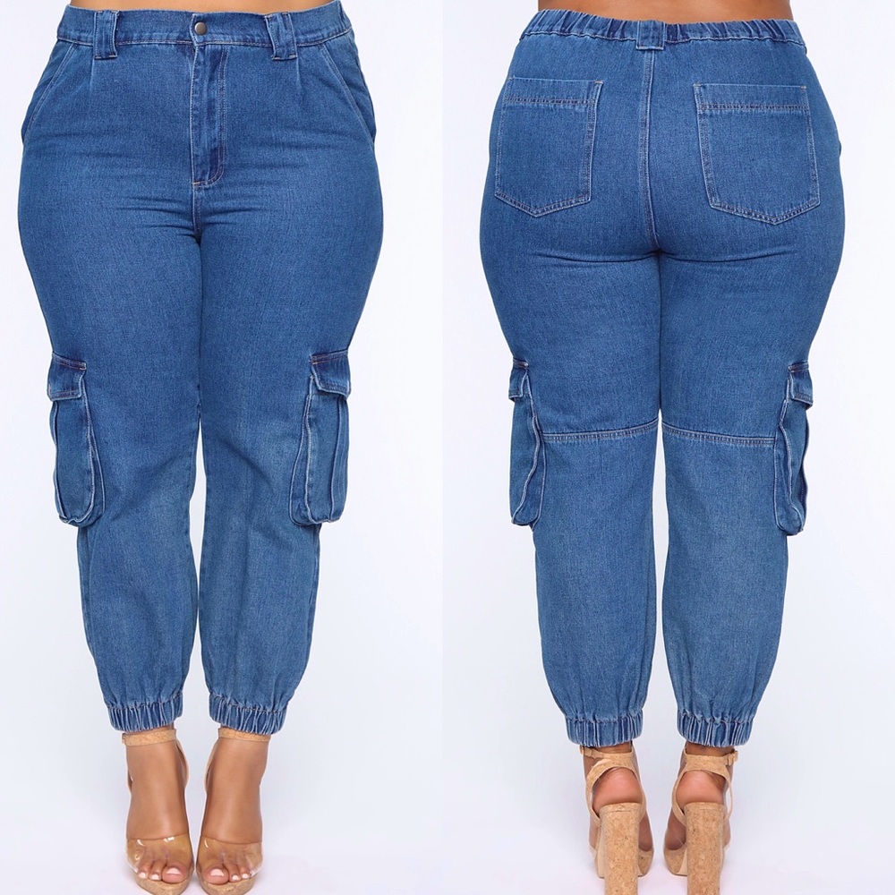 Cargo Blue Jean Joggers - 1X
